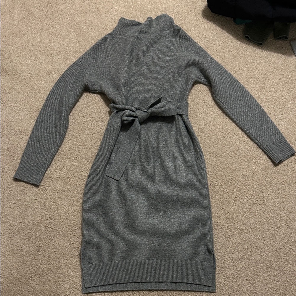 Charcoal Mock Neck Long Sleeve Sweater Dress